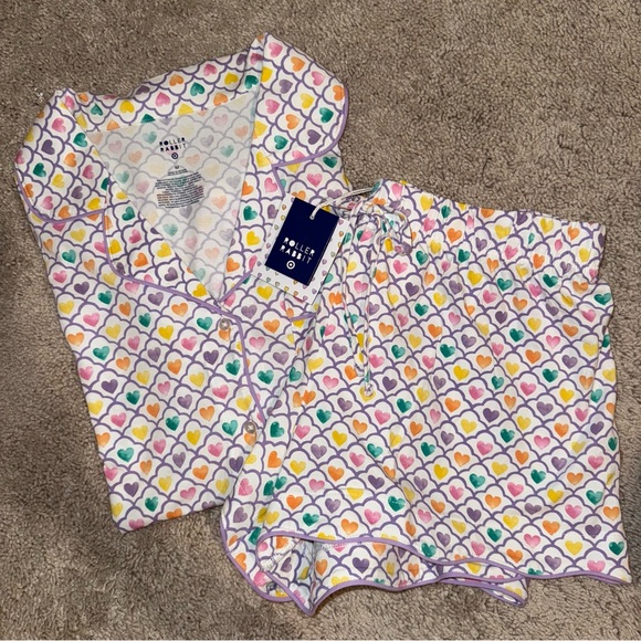 NWT Women’s Roller Rabbit x Target Geo Hearts Short Pajama Set size Adult Medium - Picture 2 of 5